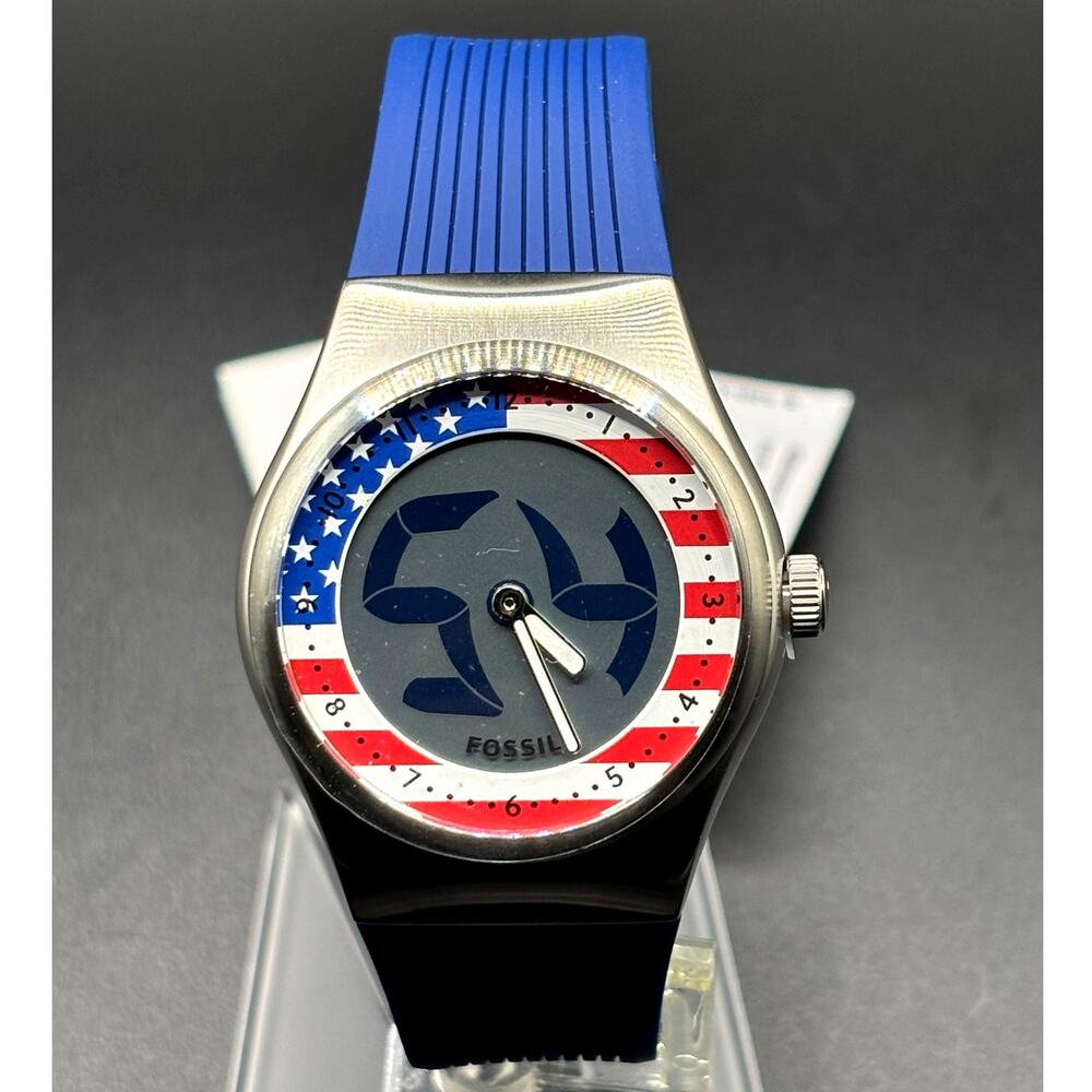 Fossil Big Tic LE1235 USA Flag Limited Edition Watch Blue NIBWT